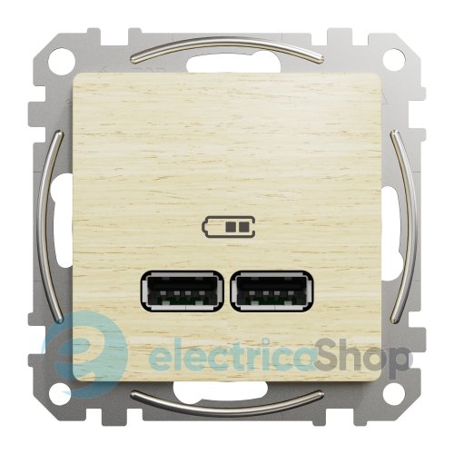 Розетка USB тип A+A 2,1A SE Sedna Elements SDD180401 береза