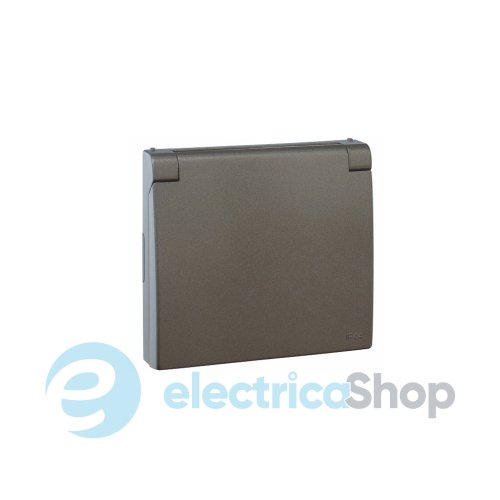Центральная панель розетки с крышкой 2P+Z, ШУКО (IP44) Графит, 50634 TGR, Efapel APOLO 5000
