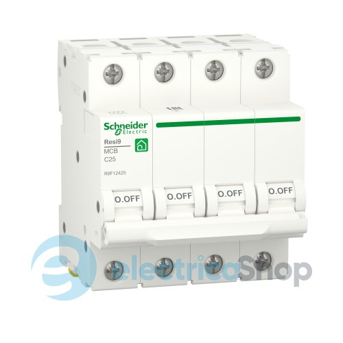 Автоматичний вимикач 4P, 25 A, C, 6kA Schneider Electric Resi9