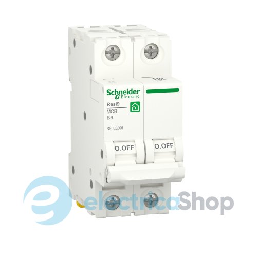 Автоматический выключатель 2P, 6 A, B, 6kA Schneider Electric Resi9