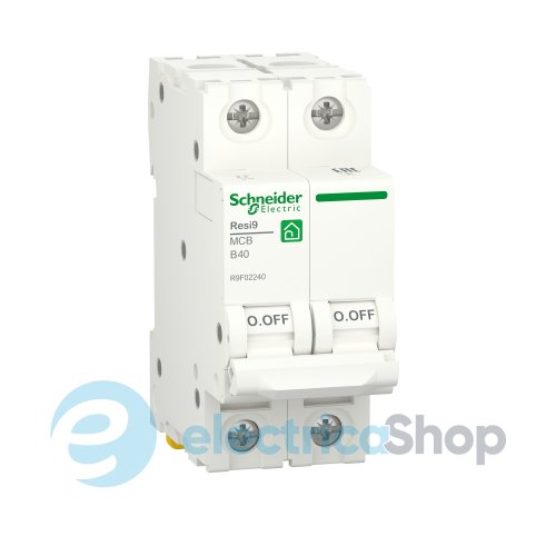 Автоматичний вимикач 2P, 40 A, B, 6kA Schneider Electric Resi9