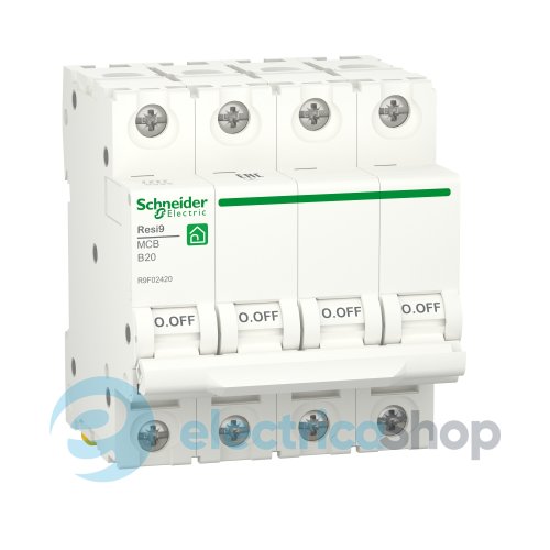 Автоматичний вимикач 4P, 20 A, B, 6kA Schneider Electric Resi9