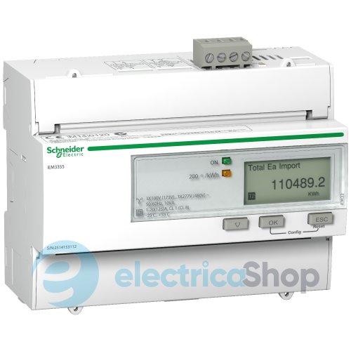 Лічильник 3-ф актив-реакт iEM3355 Schneider Electric125А 4Т. RS-485, 1DI/1DO многотарифний