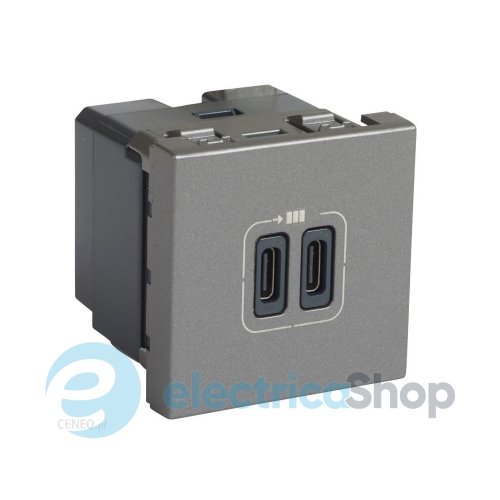 Розетка USB-Cх2 3,0A 15Вт 2 модуля MOSAIC колір алюміній