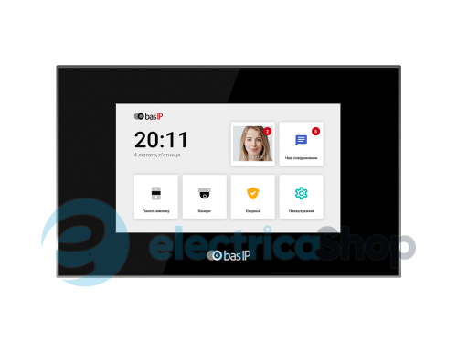 IP Видеодомофон AQ-07LL BLACK Bas IP, 800x480 TFT LCD, 7 дюймов, черный