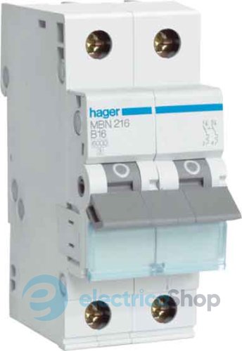 Автоматичний вимикач 2-п, 25А, С, 6kA, Hager MC225A