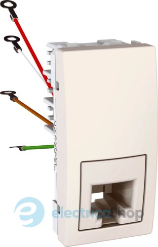 Розетка телефонна RJ-11. 1-м. Unica слонова кістка MGU3.490.25