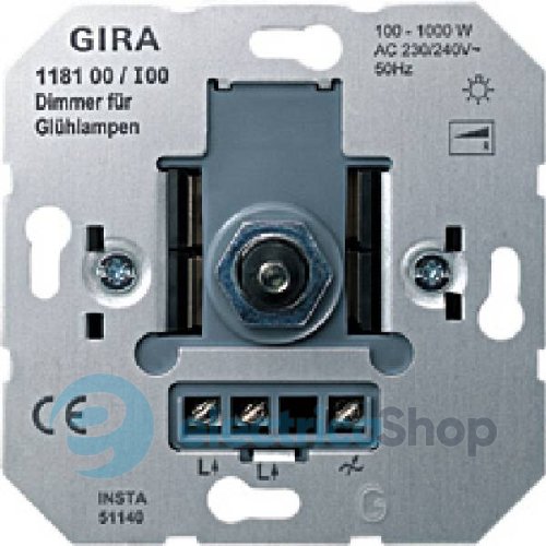 Механизм светорегулятора для ламп накаливания 100-1000Вт Gira 118100