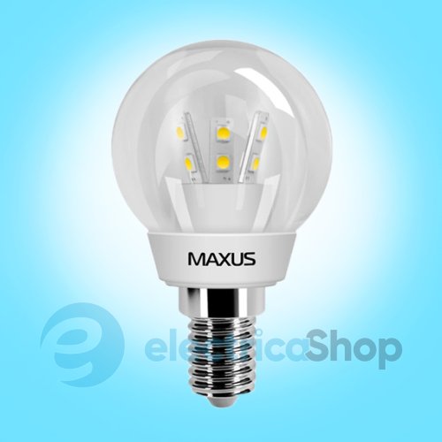 Лампа светодиодная MAXUS LED G45 3W 3000K 220V E14 CR (1-LED-259)