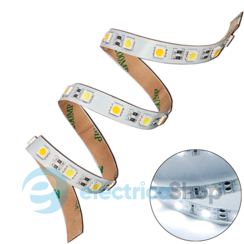 Лента светодиодная (60 светодиодов/метр) в силиконе цвет- БЕЛЫЙ ХОЛОДНЫЙ SMD 5050 NORMAL Класс "B"