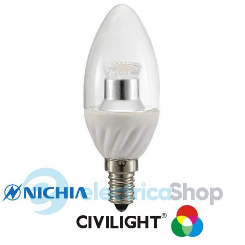 Лампа светодиодная CIVILIGHT C37 WF25T4 4W Е14 3000K 270Lm ceramic clear