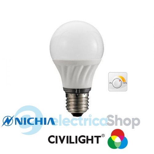 Лампа светодиодная CIVILIGHT DA60 K2F40T7 7W Е27 2700К 470Lm ceramic (диммируемая)