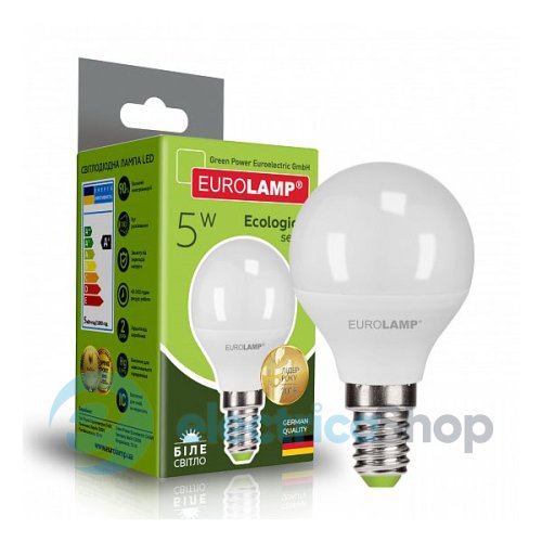 EUROLAMP LED лампа ЕКО серія "P" G45 5W E14 4000K (LED-G45-05144(P)