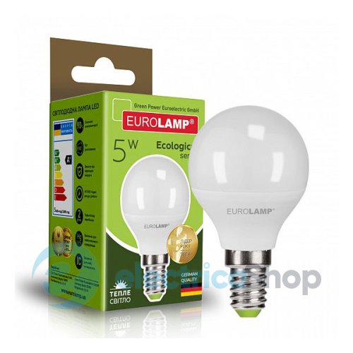 Светодиодная лампа «Eurolamp» ЕКО серия "P" G45 5W E14 3000K теплая (LED-G45-05143(P)