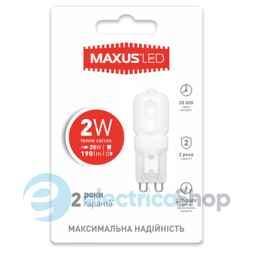 Лампа светодиодная MAXUS G9 2W 3000K 220V (1-LED-201)