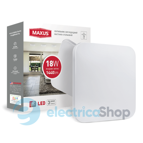 LED світильник MAXUS накладний 18W яскраве світло (1-MAX-01-LCL-1841-S)