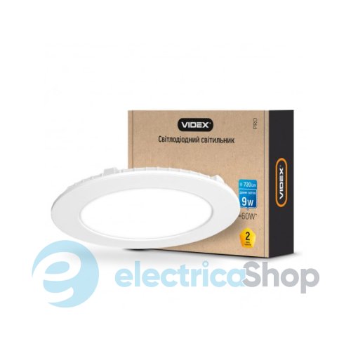 Вбудований світильник VIDEX LED коло 9W 5000K 220V (24068)