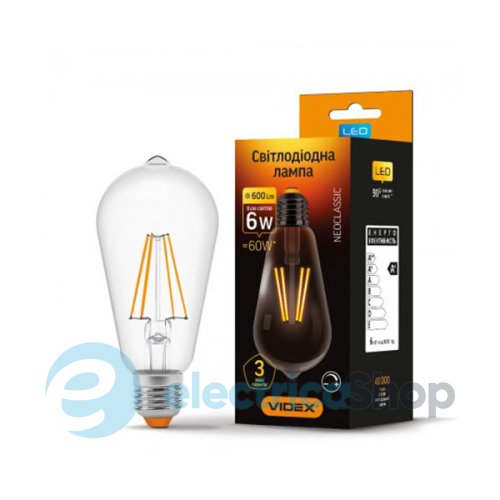 LED лампа VIDEX Filament ST64FD 6W E27 4100K 220V VL-ST64FD-06274