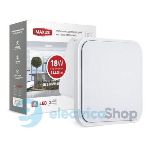 LED світильник MAXUS накладний 18W яскраве світло (1-MAX-03-LCL-1841-S)