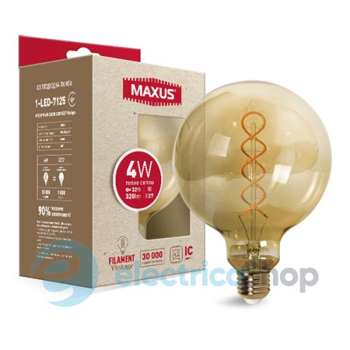 Філаментна led-лампа MAXUS арт-деко G125 4W 2200K E27 (1-LED-7125)