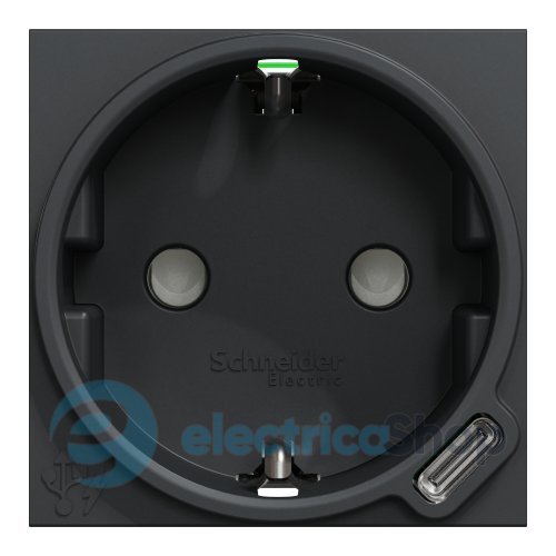 Розетка с з/к + USB C, 10,5 Вт, 2 модуля, New Unica NU301754, антрацит