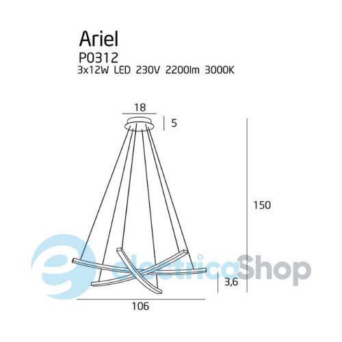 Підвісний світильник MAXLIGHT Ariel P0312D 3000K