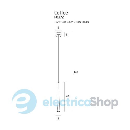 Підвісний світильник MAXLIGHT COFFEE P0372 3000К 218Lm 40см