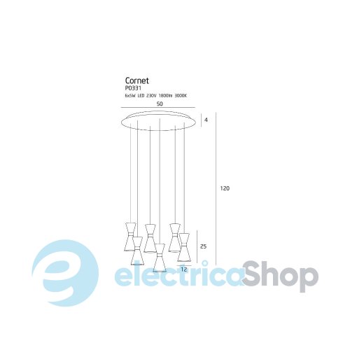 Підвісний світильник MAXLIGHT CORNET P0331 3000К 1800Lm