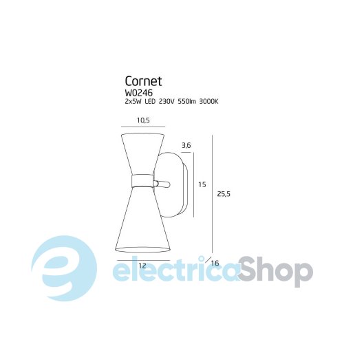 Бра MAXLIGHT CORNET W0246 3000К 550Lm