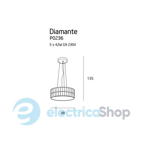 Підвісна люстра MAXLIGHT DIAMANTE  38 cm P0236