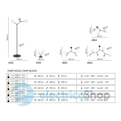 Люстра TK-Lighting FAIRY GOLD 4 6470
