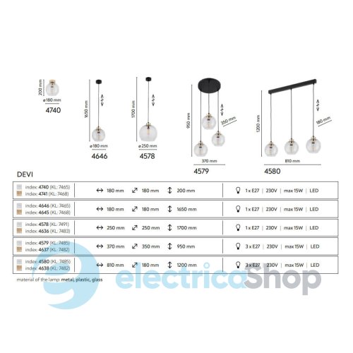 Потолочный светильник TK-Lighting DEVI TRANSPARENT 4740