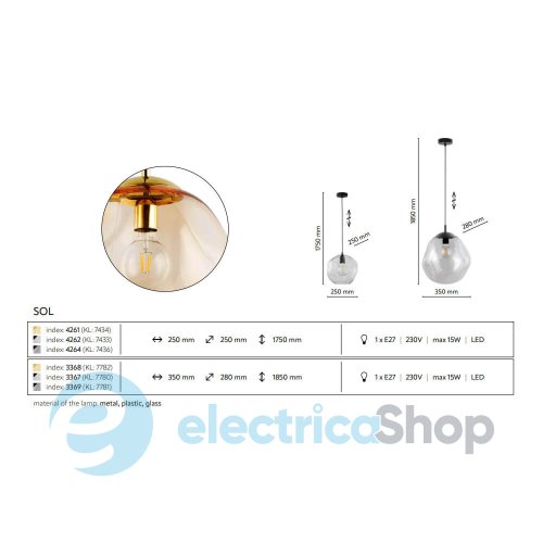 Підвісний світильник TK-Lighting SOL GRAPHITE 3369