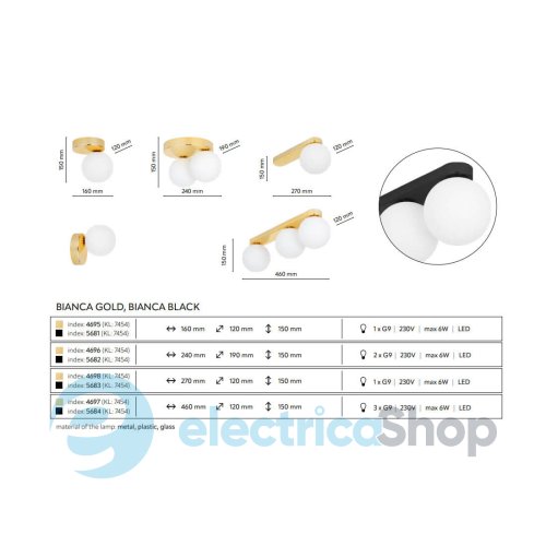 Потолочный светильник TK-Lighting BIANCA GOLD 1 4698