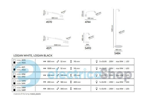 Стельовий світильник TK-Lighting LOGAN WHITE 3 4570
