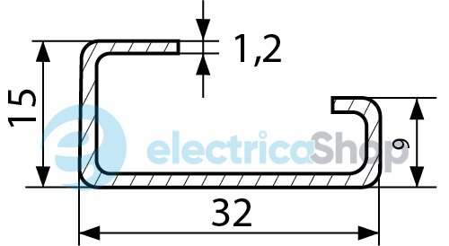 DIN-рейка L-100см TH(TS)-32 Аско-Укрем A0150010102