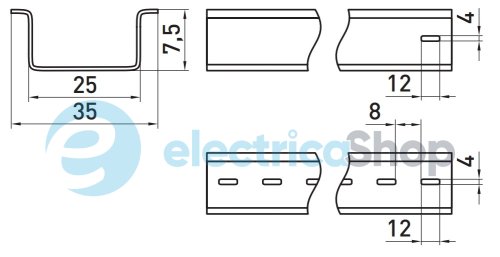 DIN-рейка L- 25см перфорированная e.din.stand.rail.101.25 E.next s023006