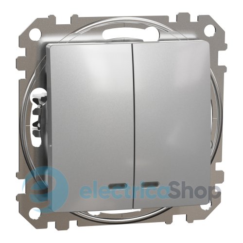 Выключатель с подсветкой 2-кл SE Sedna Design SDD113105L алюминий