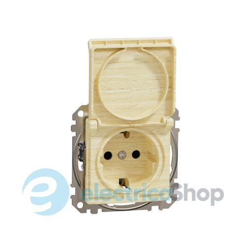 Розетка із з/к зі шторками з кришкою SE Sedna Elements SDD180024 береза
