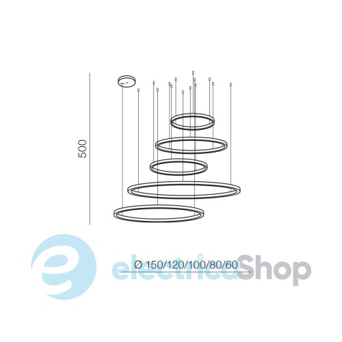 Підвісний світильник AZzardo HALO PENDANT 150+120+100+80+60 CCT GO + REMOTE CONTROL AZ5352