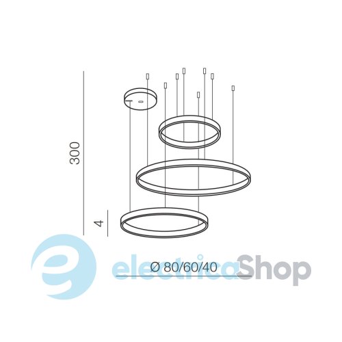 Подвесной светильник AZzardo HALO PENDANT 80+60+40 CCT BLUETOOTH GO + REMOTE CONTROL AZ4973