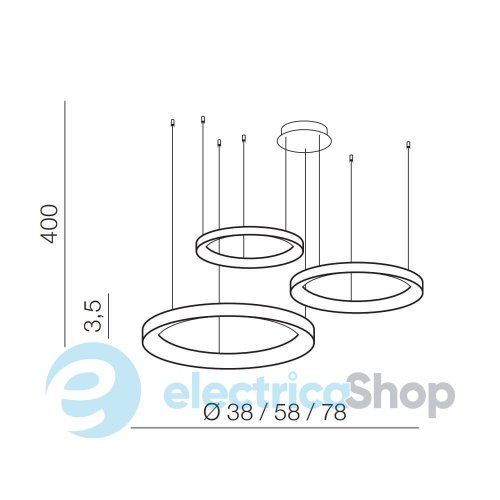 Подвесной светильник AZzardo AGNES PENDANT 38+58+78 DIMM CCT SWITCH BK AZ5024