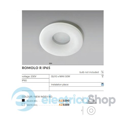 Точковий вбудований світильник Azzardo ROMOLO R IP65 BK AZ5390