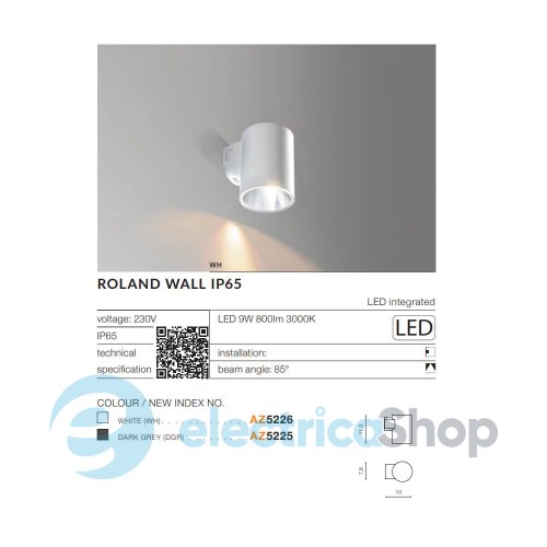 Настінний вуличний світильник Azzardo ROLAND WALL IP65 WH AZ5226