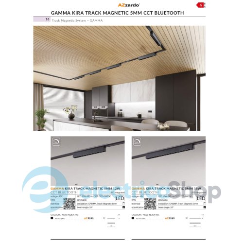Магнитный трековый светильник AZzardo GAMMA KIRA TRACK MAGNETIC 5mm 12W CCT BLUETOOTH BK AZ5292