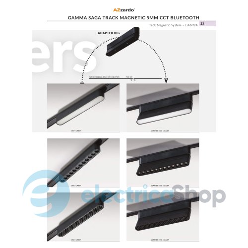 Магнитный трековый светильник AZzardo GAMMA KIRA TRACK MAGNETIC 5mm 12W CCT BLUETOOTH BK AZ5292
