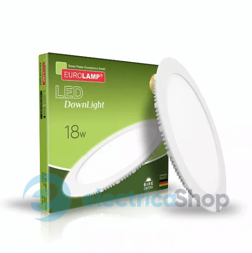Светодиодный точечный встроенный LED светильник Eurolamp 18W "круг" 18W/4000K (LED-DLR-18/4)