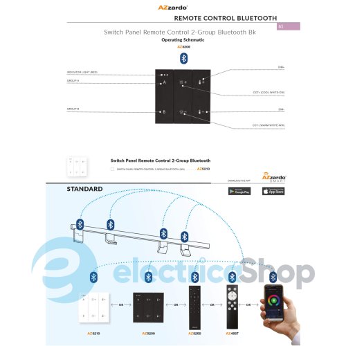 Пульт дистанційного керування AZzardo REMOTE CONTROL BLUETOOTH BK AZ5265