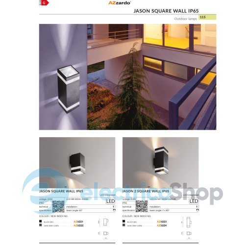 Уличный настенный светильник AZzardo JASON SQ WALL IP65 DGR AZ5222