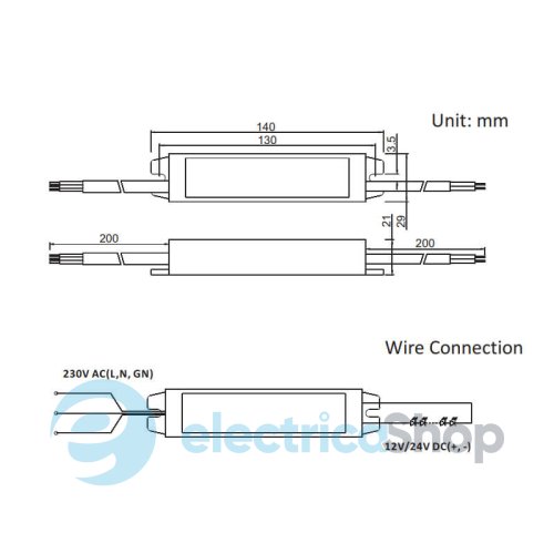 Блок питания 12V 24Вт IP67 JINBO JLV-12024KA-W герметичный, алюминиевый корпус (19029)